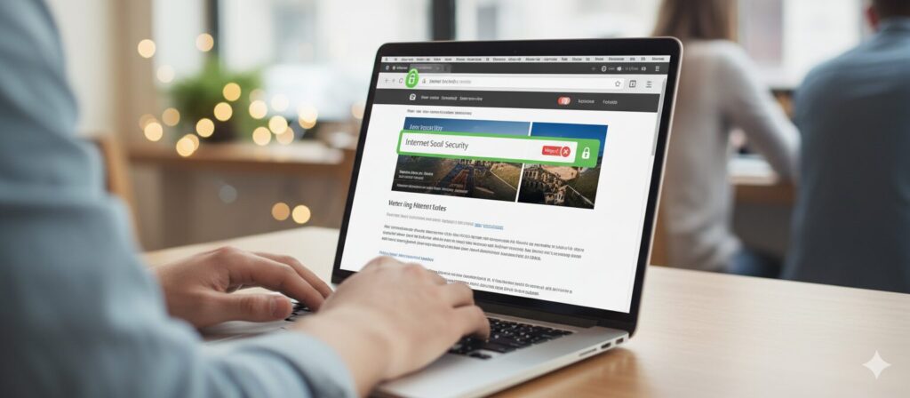 A web browser on a laptop with the URL address bar highlighted.